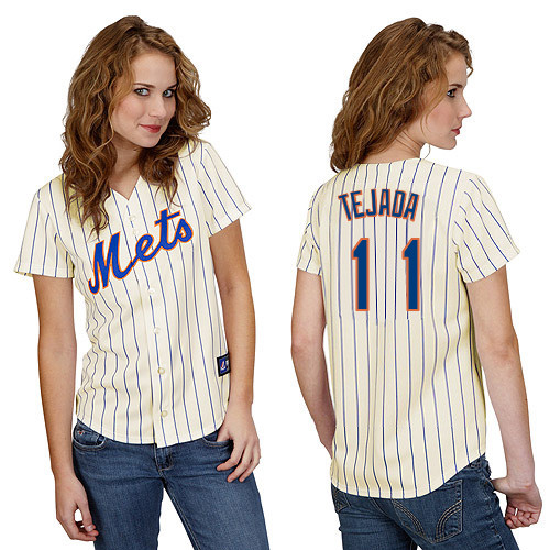 Ruben Tejada #11 mlb Jersey-New York Mets Women's Authentic Home White Cool Base Baseball Jersey